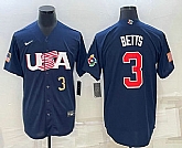 Mens USA Baseball #3 Mookie Betts Number 2023 Navy World Baseball Classic Stitched Jersey,baseball caps,new era cap wholesale,wholesale hats